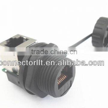 IP67 waterproof 90 degree angled RJ45 connector with dust cap