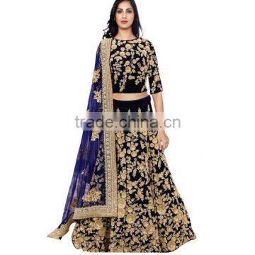 Blue Gorgeous Velvet Lehenga