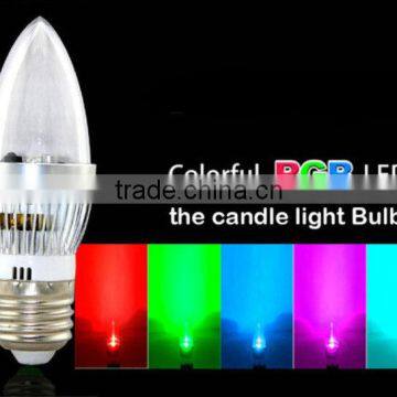 High quality E27 3W colorful RGB LED Candle Light Bulb