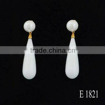 Fancy design gold earring for party girls imitation white shell earring with price