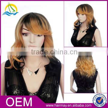 Top quality cheap kinky curly synthetic short wig ombre lolita lace front ombre wig