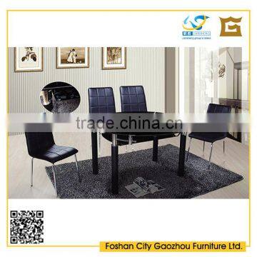 Hotsale durable home furniture round black glass dining table sets