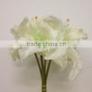 fabric artificial flower bouquet ,6 head lily bouquet for wedding decoration