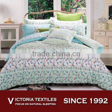 100% cotton aqua comforter set scattered vine floral bed In A bag full size bedding