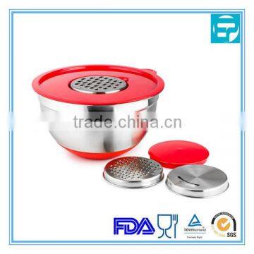 3pcs set Stainless Steel mixing bowls with silicone bottom