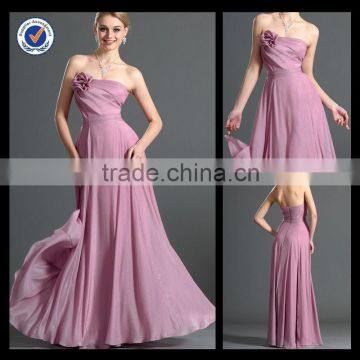 New Arrival Strapless Pink Floor Length Zipper Bridesmaid Dresses Patterns bm00082