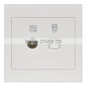one gang television socket and one gang pc socket pressure- line type