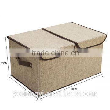 Foldable Fabric Linen Material Storage Boxes With Lid