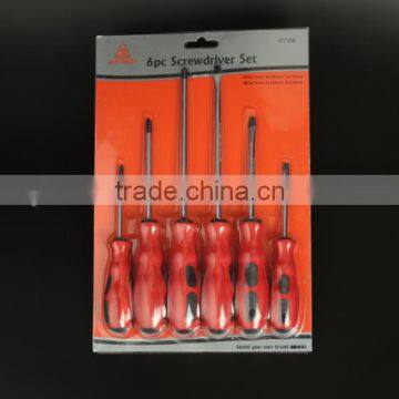 6 PC red massage handle screwdriver set combination Hardware tools cross/a word