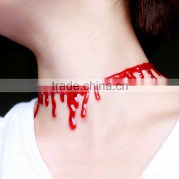 Women's Choker Halloween Necklace Blood Color New Design Fashion Halloween Statement Necklace For Halloween Party