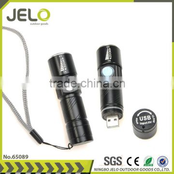 Ningbo JELO High Power XPE R2 LED Focus USB Rechargeable Torch Mini and Zoom Flashlight