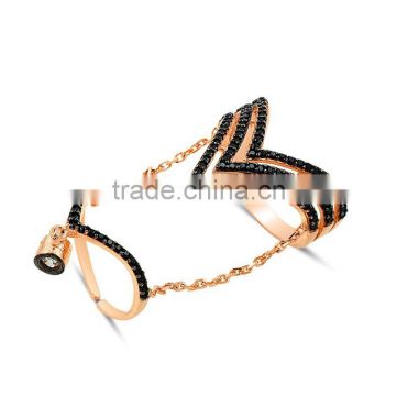 Rose Gold P. 925K Sterling Silver Chain Link Knuckle Double Latest Design Ring