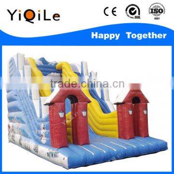 Winter theme of castle inflatable with sliding bouncer jump castles for sale