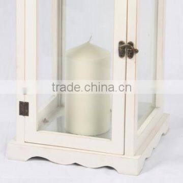 Cheap Wooden Lantern With Metal Top White Color photo-6