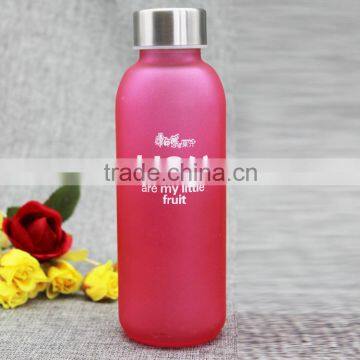 Colored glass bottle with screen print logo for sale