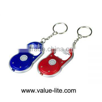 Hot sales plastic led keychain light bottle opener