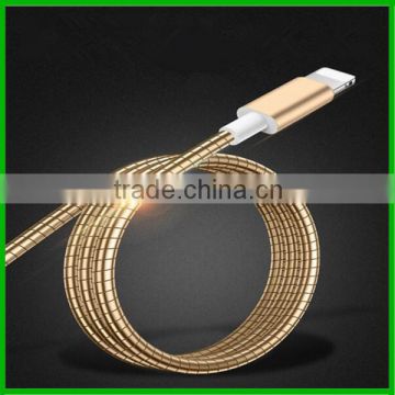 Newest spring metal mobile phone usb charger data cable for iphone