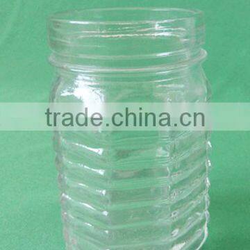 106cm tall glass octal votive with cross stripes