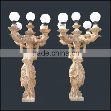 Woman Statue Stone Carving Garden 5 Lights