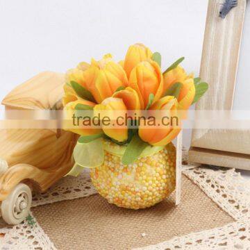 Attractive home table wedding decor silk flowers artificial roses bonsai