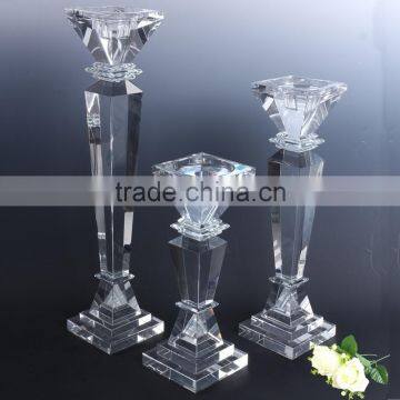 2016 Wholsale tall square crystal candle holder for home decoration