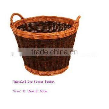 Unpeeled wicker fire basket for sale