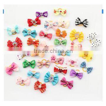 CY197 Handmade Pet Grooming Accessories Products Dog Bow Hair Little Flower Bows For Dogs Charms Gift photo-2