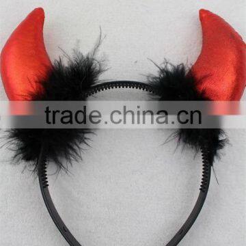 Hot sale halloween party horn headband hairband with feather