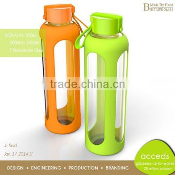 Design Ti-Borosilicate Portable Silicone Water / Tea Travel Bottle Set