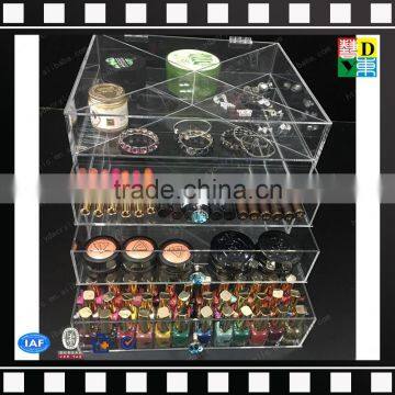 2016 Wholesale Acrylic Makeup Drawer Cube Organizer / Diamond Handle Clear Acrylic lipstick stand holder