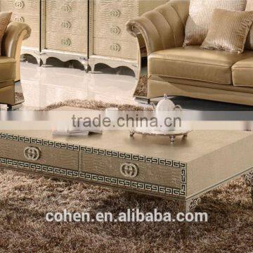 2015 new arrival stainless steel legs pu covering center coffee table