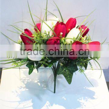 Home Garden Decorative Wedding 70cm Height Artificial Plastic Flower Bronze Bushing 18 Head Tulip EMG11 21W08 photo-3