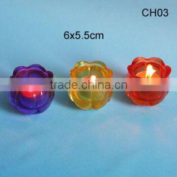 colorful glass flower candle holder