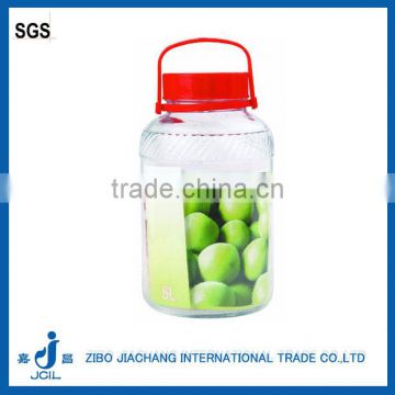 large hot sale clear glass plum wine bottle with plastic handle