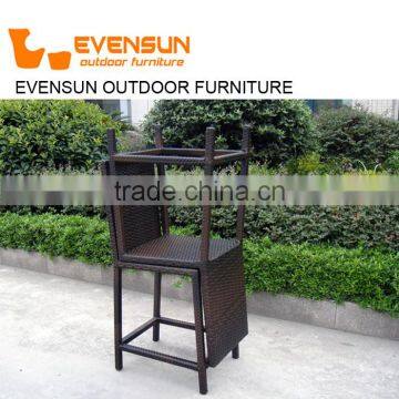 Evensun Rattan Outdoor Patio Plastic Resin Rattan Weaving Wicker High Back Bar Chairs photo-2