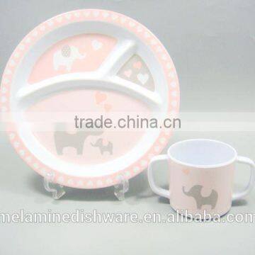 Cute melamine kid children set/melamine dinnerware kid children plate and cup