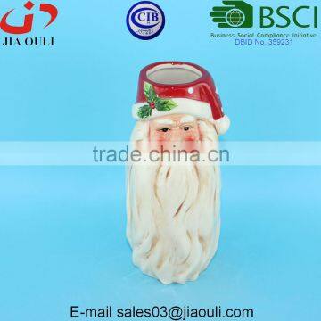 Christmas Decorations Embossed Ceramic Santa Claus Vase photo-2
