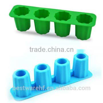 Silicone Cup Design Freeze Ice Cube Tray Jelly Chocolate Mold Mould 4 shots