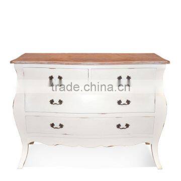 Buffet Console Bombay 4 Drawers White Distressed Mahogany Wood Furniture photo-3