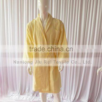 Yellow Unisex Soft Long Robes Nightwear Thick Winter Pajamas Waffle Robe Women Cotton Spa Shower Homewear