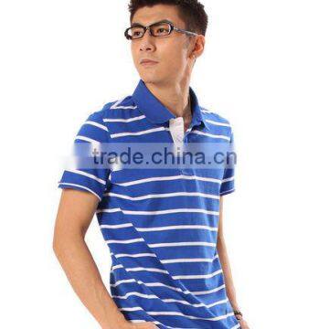 blue and white colour combination High quality 100% heavy cotton pique yarn-dyed men's polo shirts from polo shirts manufacturer