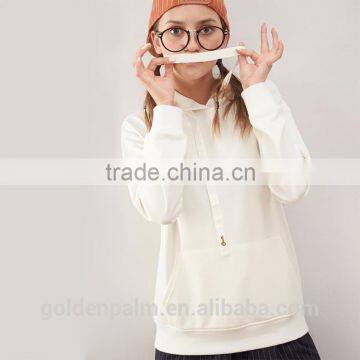 Women's plain custom whoesale fleece off white hoodie