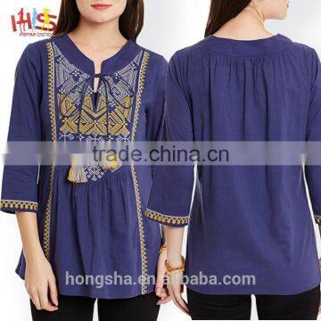 Long kurti neck designs of kurtis blue embroidery kurti with jacket designs image