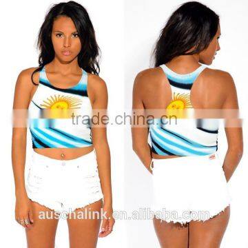 Summer Ladies Custom Flag Sun Graphic Sexy Crop Tank Tops photo-6