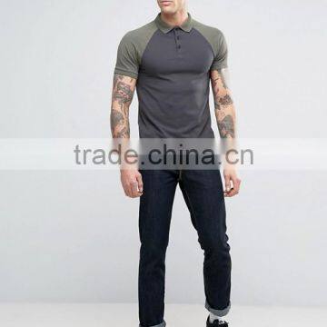 Guangzhou Raglan Short Sleeve Button Placket Dark Grey Men's Cotton Spandex 200gsm Casual Anti Shrink Slim Fit Polo Neck T-Shirt photo-4