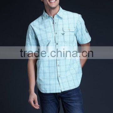 Fashion Short Sleeve Casual Design High Quality 100%Cotton Check Men Shirt photo-6