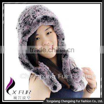 CX-C-243C Women Fur Hooded Scarf Winter Fur Hat Earmuff Fur Hat photo-2