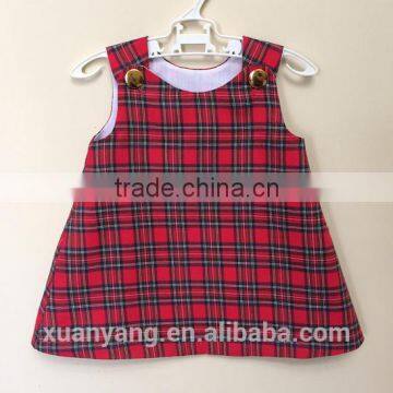 New fashion red plaid children boutique toddler clothing lovely baby girl summer dress