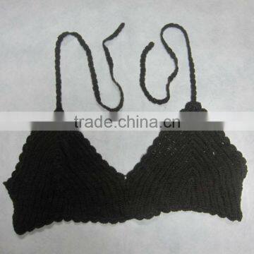 crochet lady's coffee underwired bra