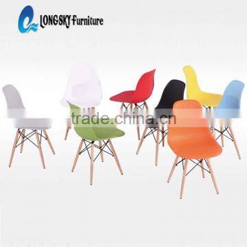 LS-4001 Wholesale Factory Cheap Price Colored Plastic Chair With Wood Eiffel Leg